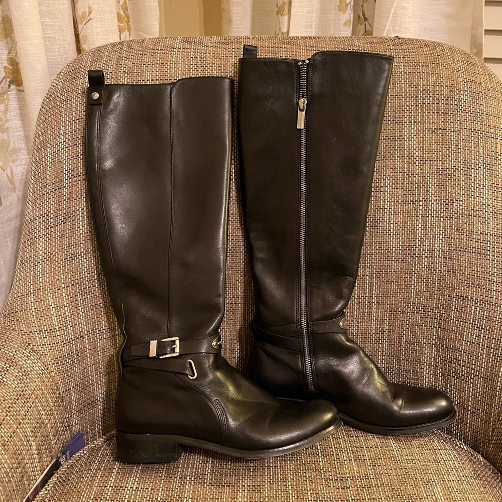 Black leather riding boots
